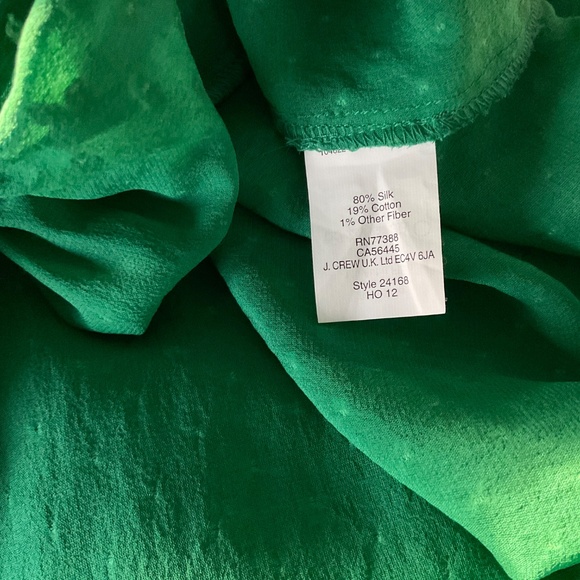 J.Crew Factory Green Sheer Chiffon Swiss DotBlouse Top 3/4 sleeve - Picture 4 of 8